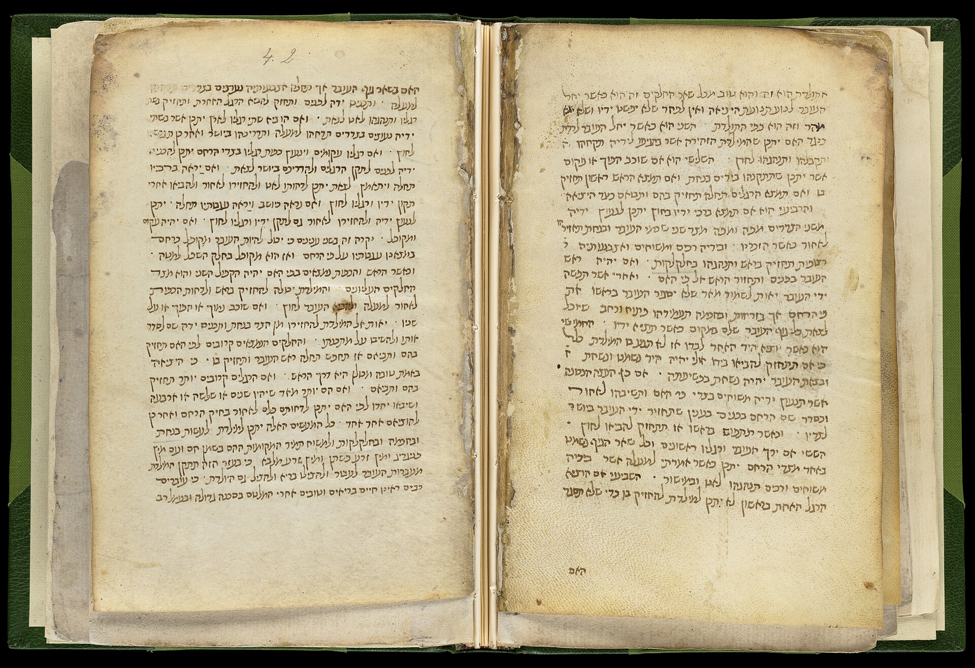Pages of a Hebrew manuscript open side by side
